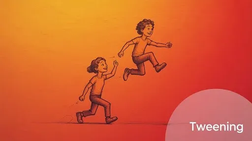 Transition phase demonstration of tweening in animation Transition phase demonstration of tweening in animation