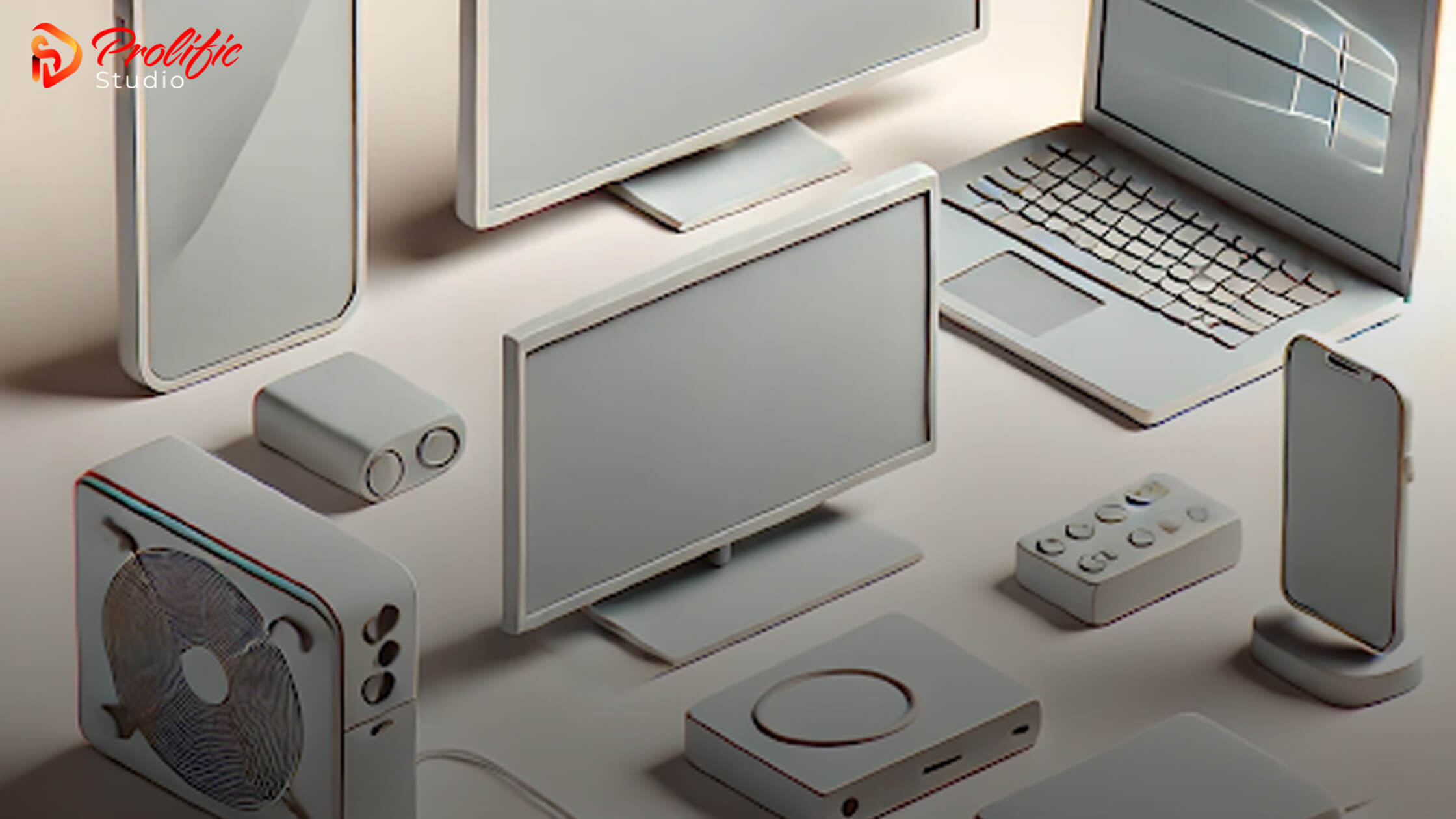 Different electronic devices recreated through 3D product animation