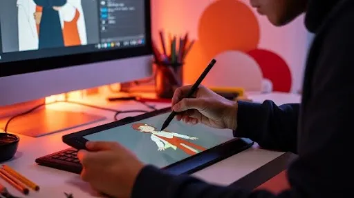 An animator using software tool 2D animation creation An animator using software tool 2D animation creation