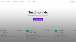 Canva’s testimonial page Canva’s testimonial page