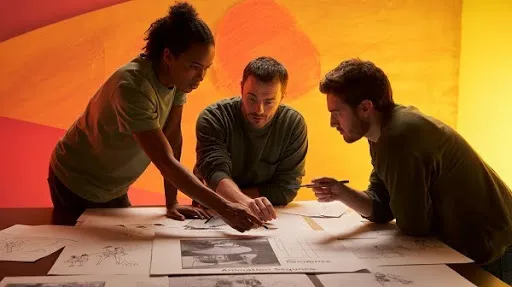 Animators drawing sketches Animators drawing sketches
