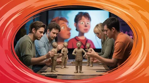 Animators working on clay animations Animators working on clay animations
