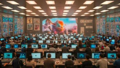 A production floor of an animation studio A production floor of an animation studio