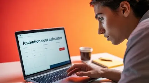 A person using an animation cost calculator A person using an animation cost calculator