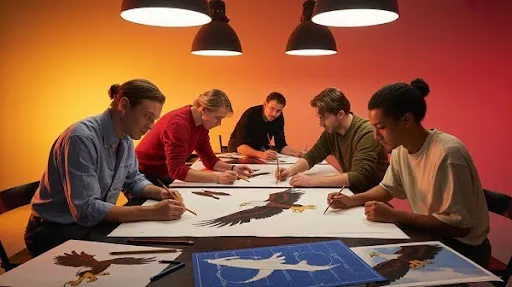 Animators working on a movie scene Animators working on a movie scene