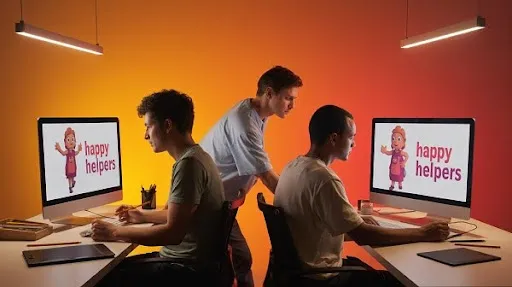 Animators creating a brand mascot Animators creating a brand mascot