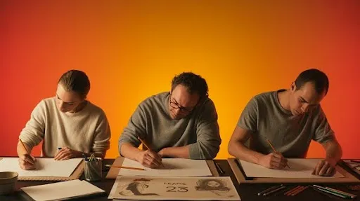 Animators working on frame by frame animation Animators working on frame by frame animation