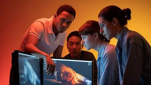 Animators working on lighting techniques Animators working on lighting techniques