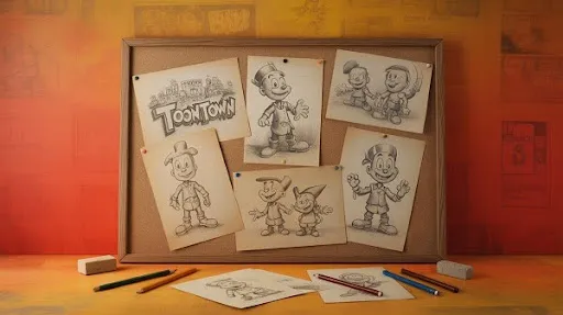 Storyboard of old cartoon characters Storyboard of old cartoon characters