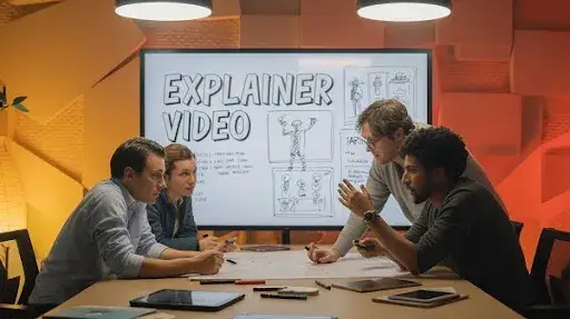 Animators planning out an explainer video Animators planning out an explainer video