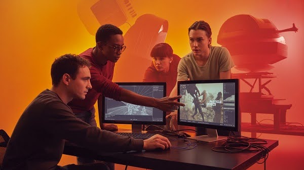 Animators working VFX workflow in 3D animation Animators working VFX workflow in 3D animation