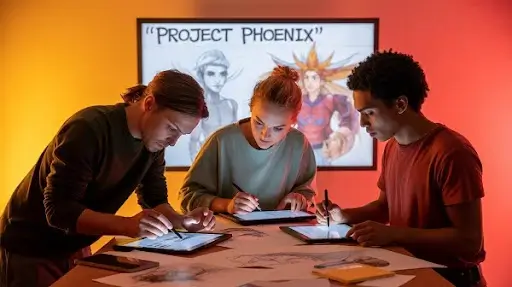 Animators working in a studio Animators working in a studio