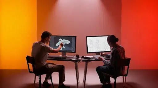 Animators working on 3D animation Animators working on 3D animation