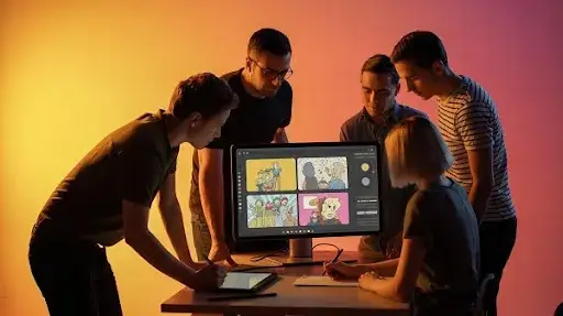 Animators working on an explainer videos