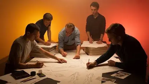 Animators working on an old school morphing technique Animators working on an old school morphing technique