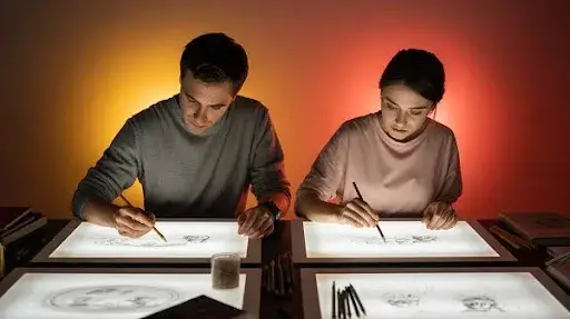 Animators working on arcs in animation Animators working on arcs in animation