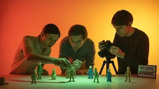 Animators working on stop motion animation Animators working on stop motion animation