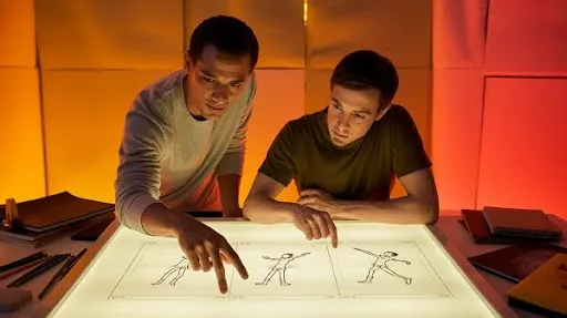 Animators working on the timing in character animation Animators working on the timing in character animation