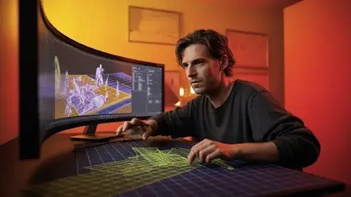 a 3D layout artist working on animation a 3D layout artist working on animation