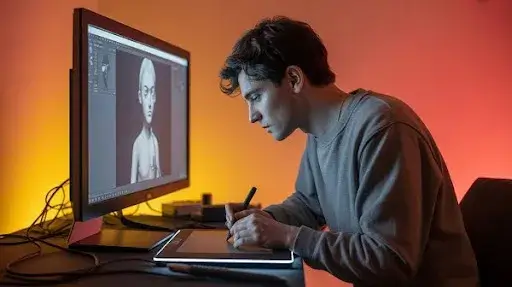 Animator working on AI character rigging Animator working on AI character rigging