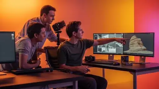 Game development professionals working on photogrammetry in games